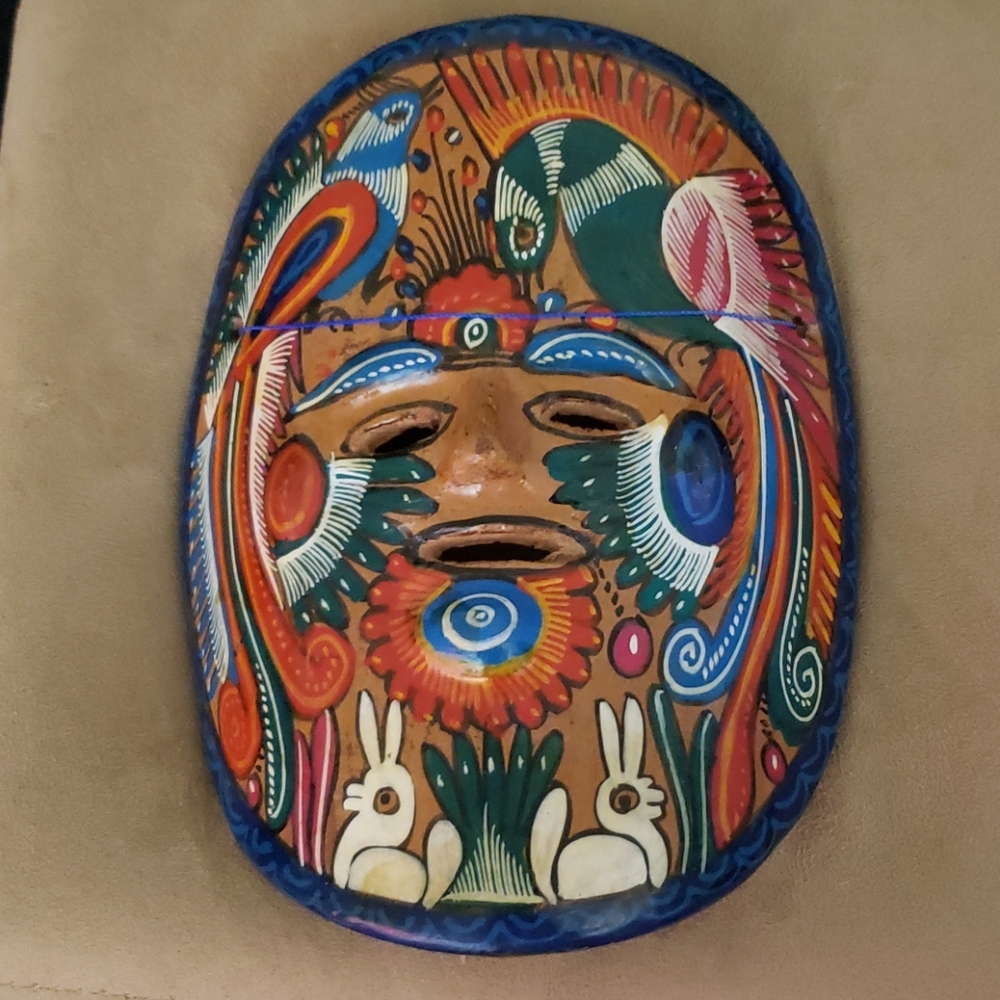 Ceramic Hanging Mask Folk Art.